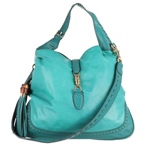 teal gucci large jackie top handle